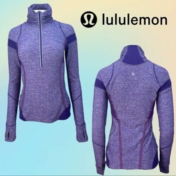 lululemon athletica Tops - Purple Heathered Lululemon Run Inspire Long Sleeve 1/2 zip Pullover Sz 6